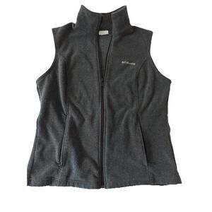 Columbia Vest Womens L Dark Gray Fleece Sweater Jacket Layer Full Zip Ladies
